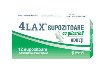4Lax Adulti-supozitoare clasice cu glicerina 2350mg x 12 bucati - Solacium