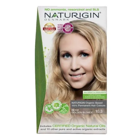 Vopsea pentru par nuanta 10.3 blond bej auriu, 115 ml, Naturigin