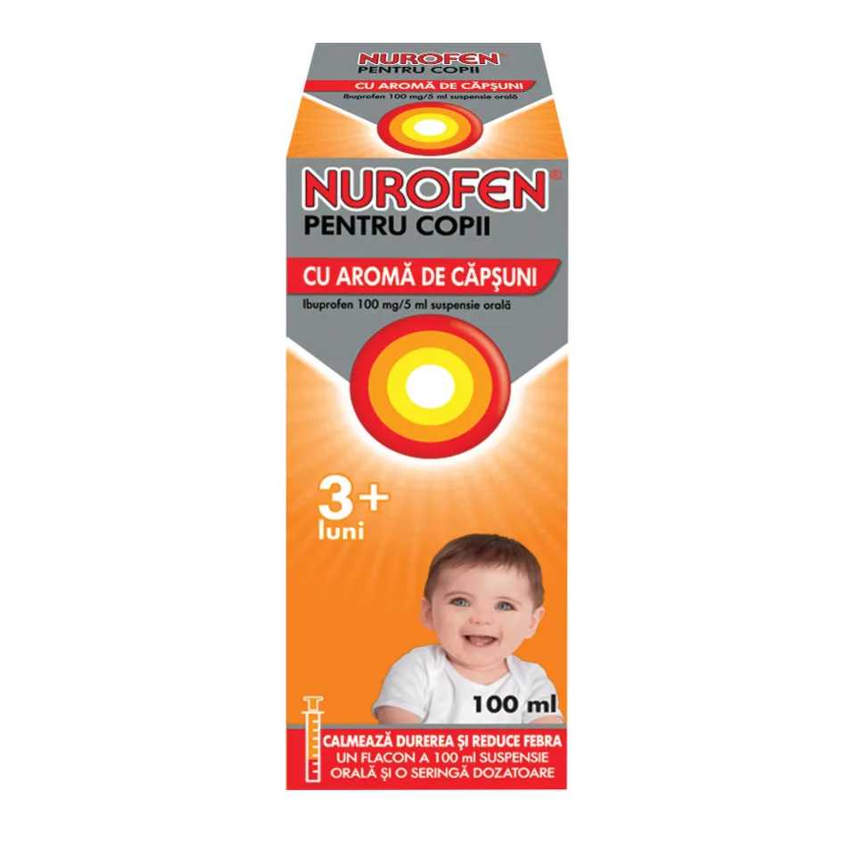 NUROFEN COPII 3LUNI+ CAPSUNI SIROP 100ML