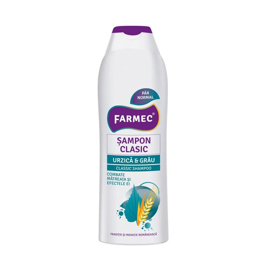 Sampon Clasic pentru par normal cu urzica si grau, 400 ml, Farmec 553