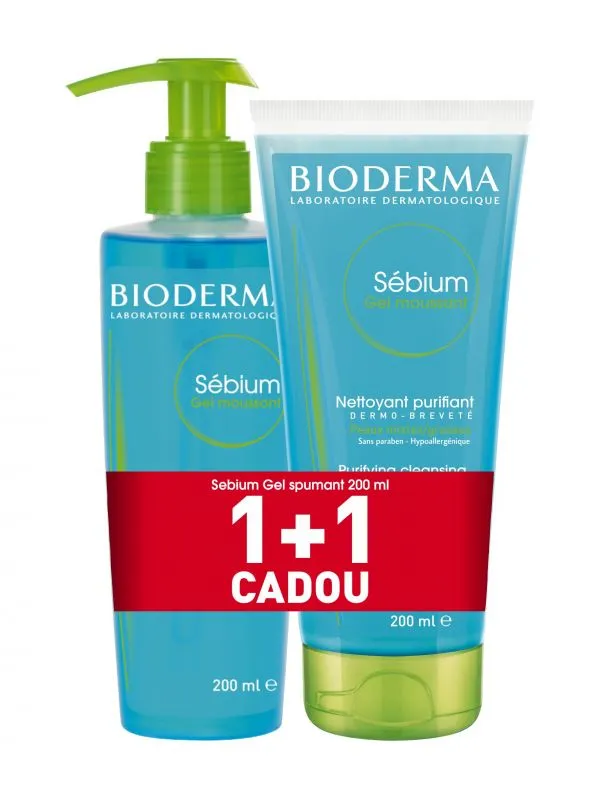 BIODERMA Pack Sebium gel spumant, 200 ml  Gel spumant Sebium Gommant, 100 ml (cadou)