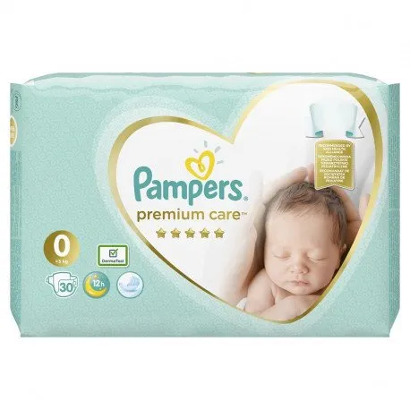 Pampers Scutece Premium Care Marimea 0 Newbaby, 3kg, 30 bucati