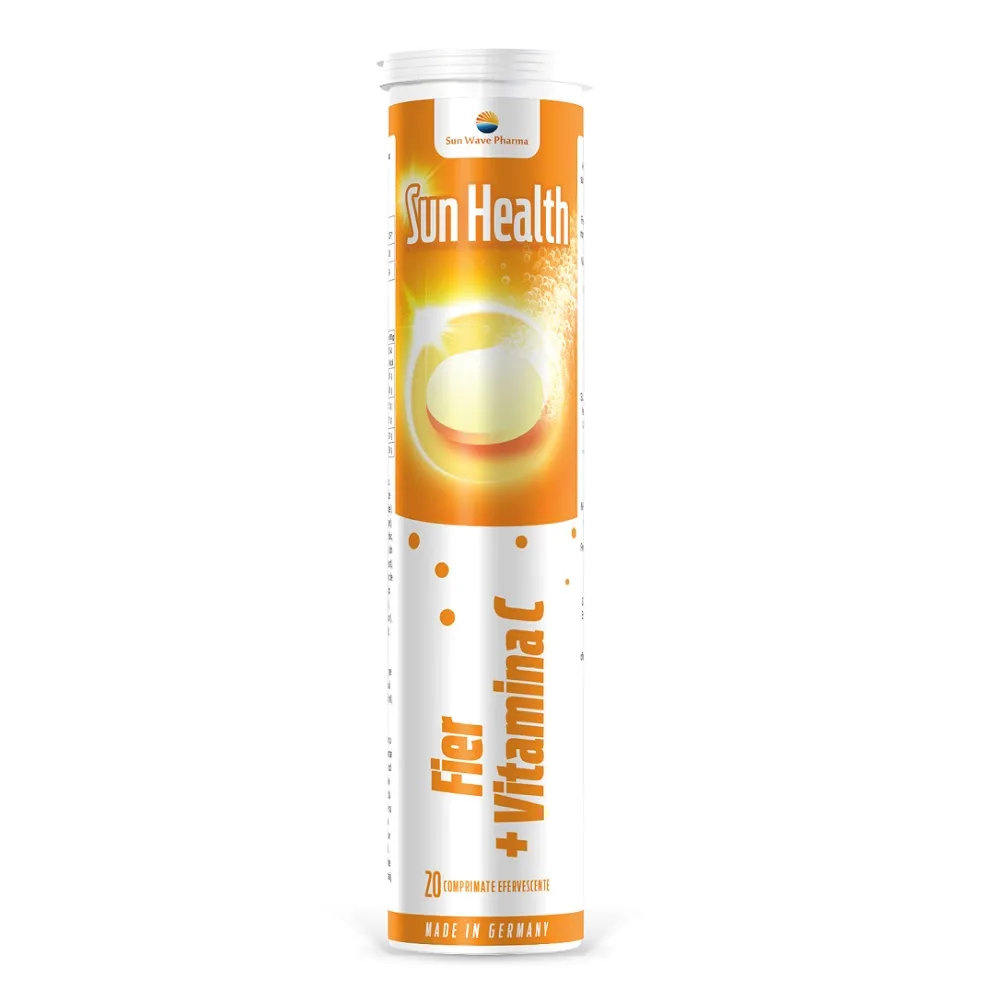 Fier + Vitamina C x 20 comprimate efervescente Sun Wave