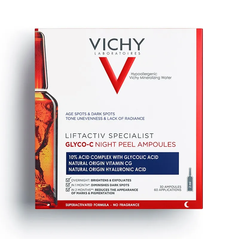 Fiole pentru exfoliere nocturna Liftactiv Specialist Glyco-C, 30 fiole, Vichy