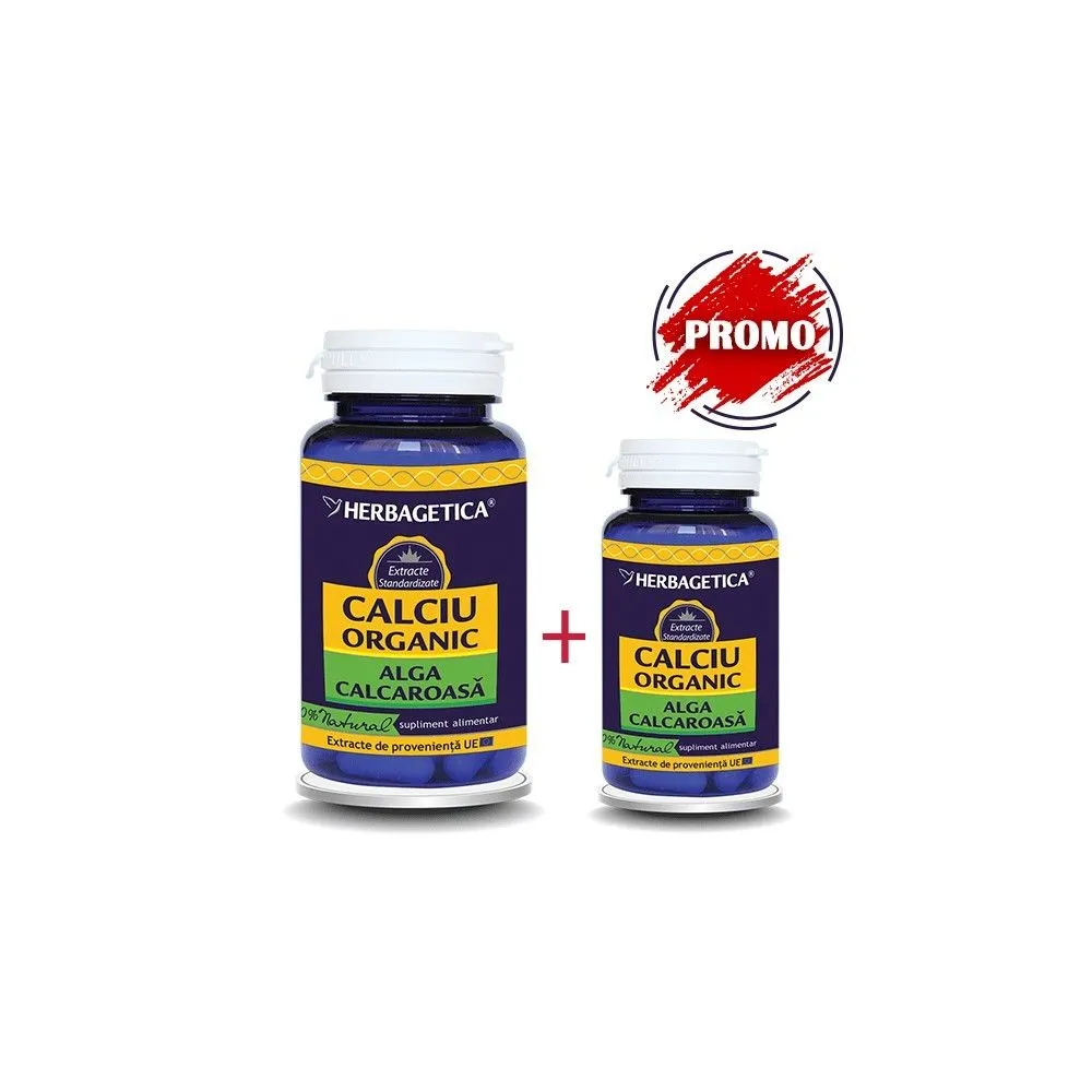 Calciu Organic , 60 capsule+ 10 capsule gratis, Herbagetica