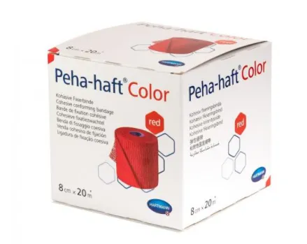 Peha-haft bandaj autoadeziv Color rosu 8cm x 20m (Hartmann)