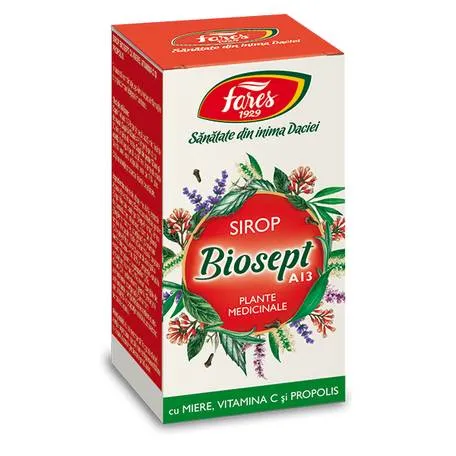 Biosept sirop miere si propolis, A13, 100 ml, Fares