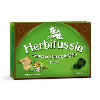 Herbitussin Sinus si Durere in gat, 12 pastile, USP