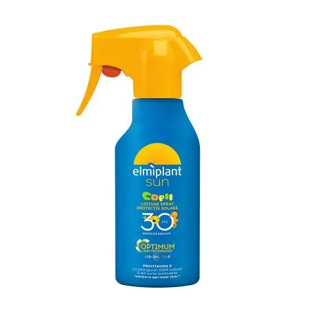 Lotiune spray pentru copii cu protectie solara ridicata SPF 30 Optimum Sun, 200 ml, Elmiplant