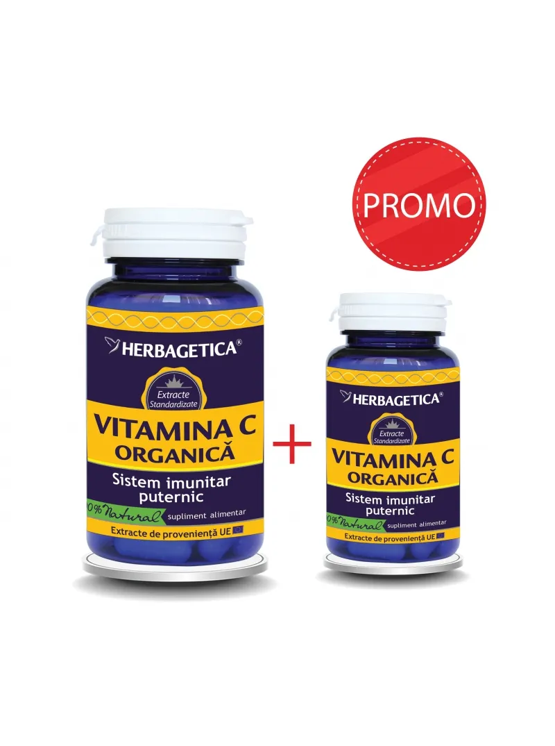 HERBAGETICA Vitamina C organica x 60cps + 10cps cadou