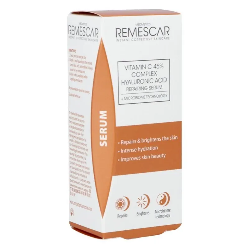 Serum reparator cu Vitamina C si Acid hialuronic, 30 ml, Remescar