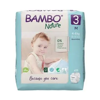 Scutece Ecolabel Nr. 3 pentru 4-8 kg, 28 bucati, Bambo Nature