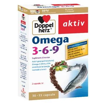 Pachet Aktiv Omega 3-6-9, 30 comprimate + 15 comprimate Gratis, Doppelherz