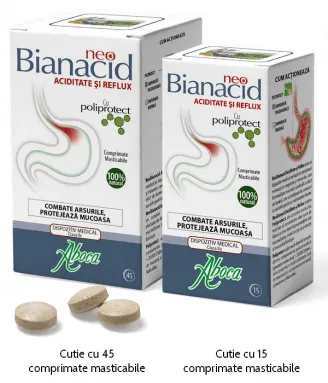 NeoBianacid pentru aciditate si reflux, 45 comprimate + 15 comprimate PROMO, Aboca