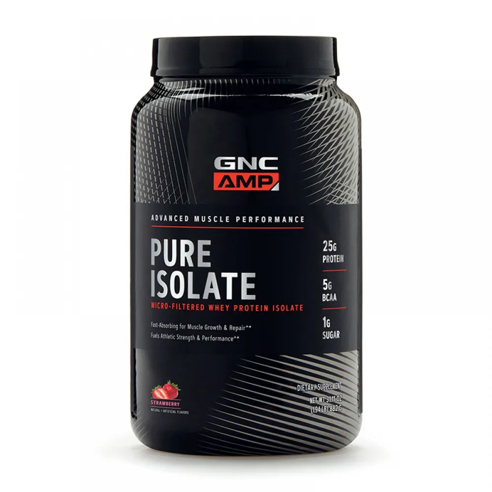 AMP Pure Isolate Proteina izolata din zer cu aroma de capsuni (882 grame), GNC