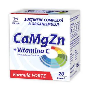 CaMgZn + Vitamina C, 20 plicuri, Zdrovit