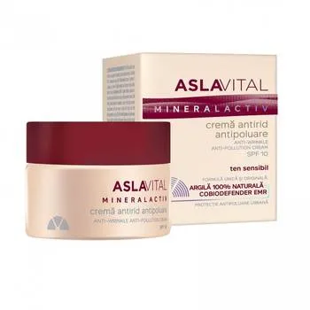 Crema antirid si antipoluare SPF 10 cu argila, 50ml, AslaVital