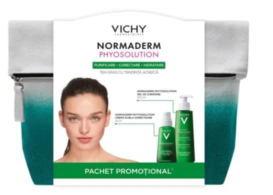 Crema ten gras, 50 ml + Gel curatare, 200 ml, Normaderm Phytosolution  Vichy