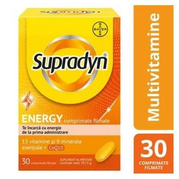 Multivitamine si minerale Supradyn Energy cu Coenzima Q10, 30 comprimate filmate, Bayer