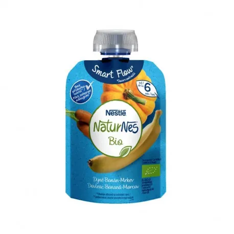 Nestle Naturnes Bio Piure dovleac, banane, morcov, 90g