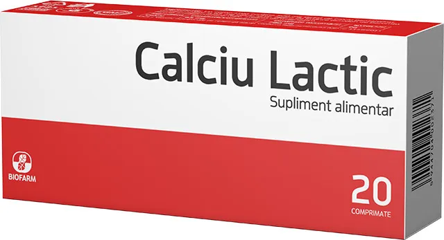 Calciu lactic 500 mg, 20 comprimate , Biofarm