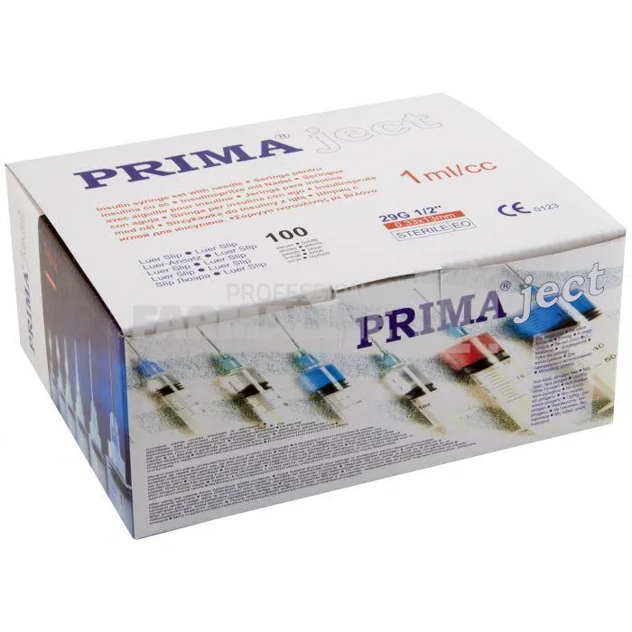 Prima Seringa insulina cu ac incastrat 1 ml 100 bucati