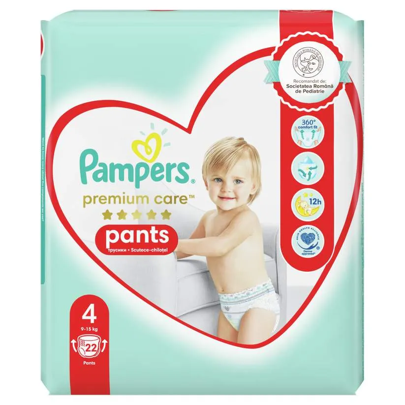 PAMPERS PREMIUM CARE 4 PANTS 9-15KG 22 BUCATI