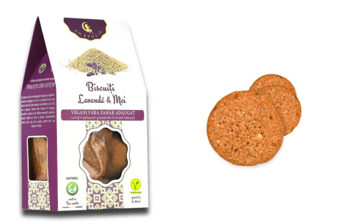 Biscuiti vegani cu lavanda si mei, 150g, Ambrozia