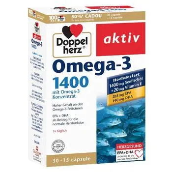 Pachet Aktiv Omega 3 1400mg, 30 comprimate + 15 comprimate Gratuit, Doppelherz