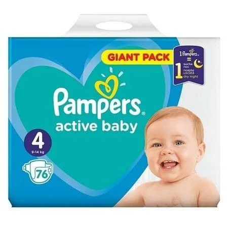 PAMPERS 4 Active Baby 9-14kg x 76buc