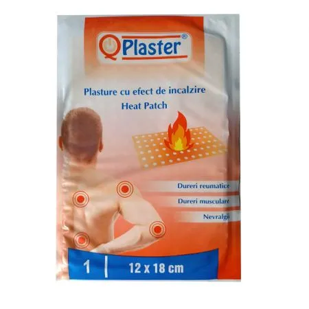 Plasture cu efect de incalzire Hot Patch, 12 x 18 cm, QPlaster