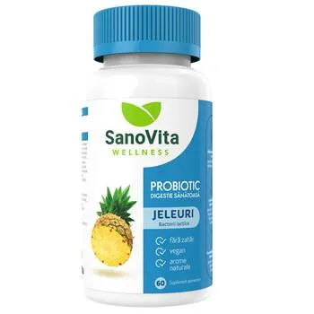 Probiotic jeleuri cu aroma de ananas Wellness, 60 bucati, SanoVita