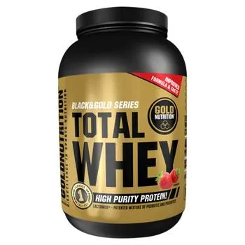 Pudra proteica Total Whey cu capsuni, 1kg, Gold Nutrition