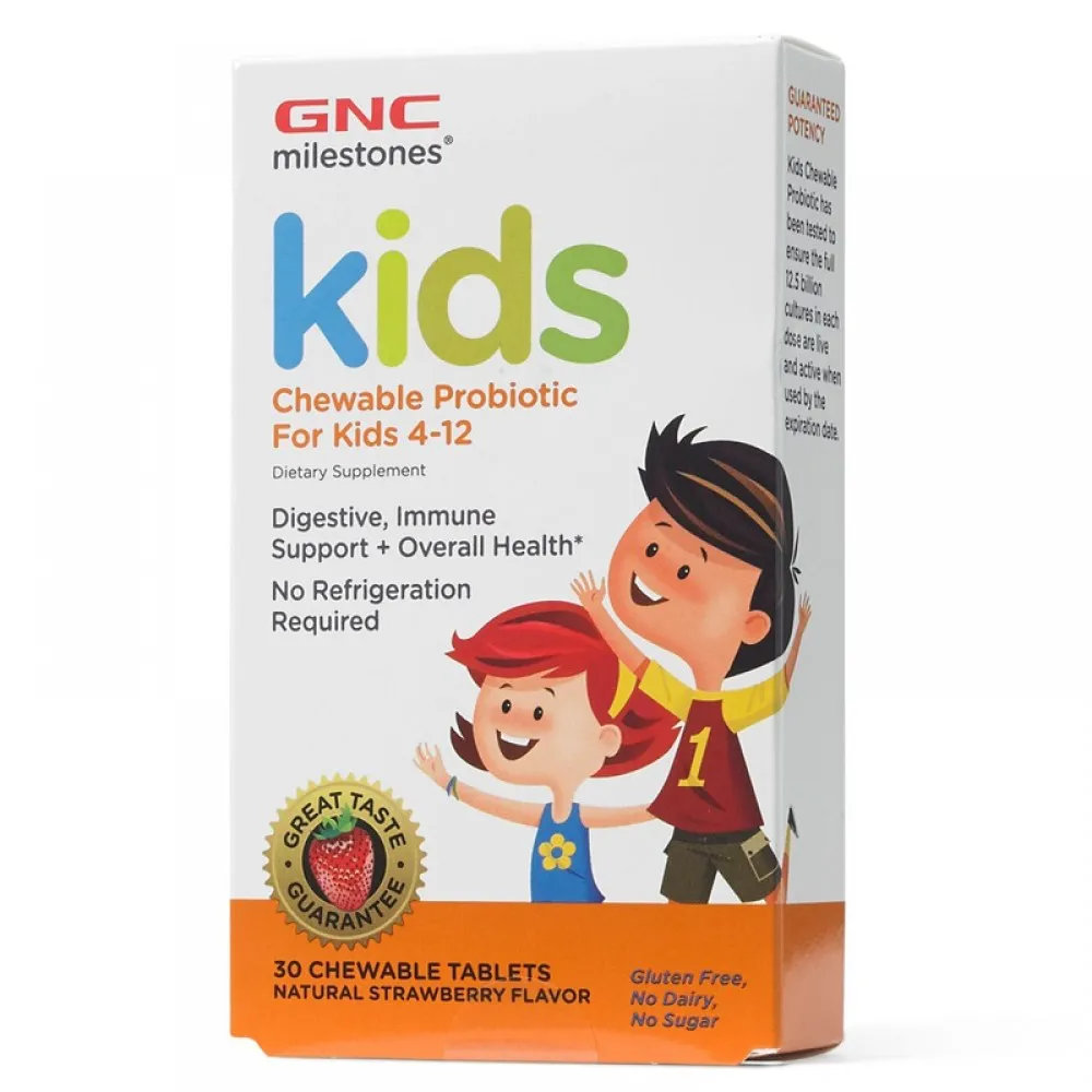 Kids Probiotice masticabile 12.5 bil pentru copii intre 4-12 ani (30 capsule), GNC Milestones