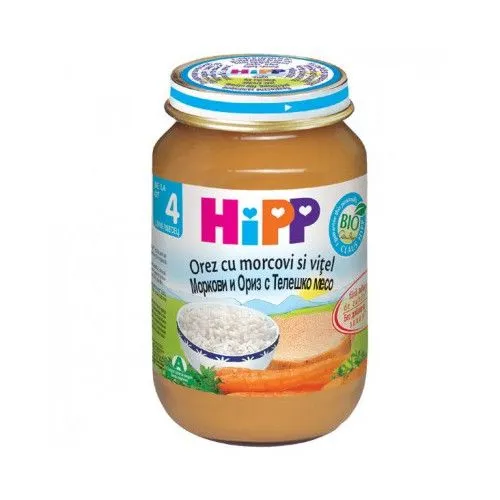 Hipp Piure Orez cu Morcov si Vitel 190g