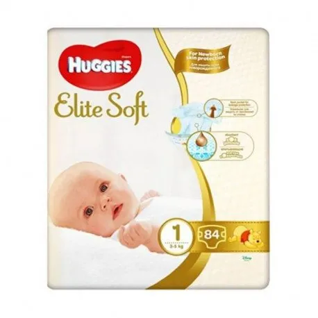 Huggies Scutece Elite Soft Mega Nr.1, 3-5 kg, 84 bucati