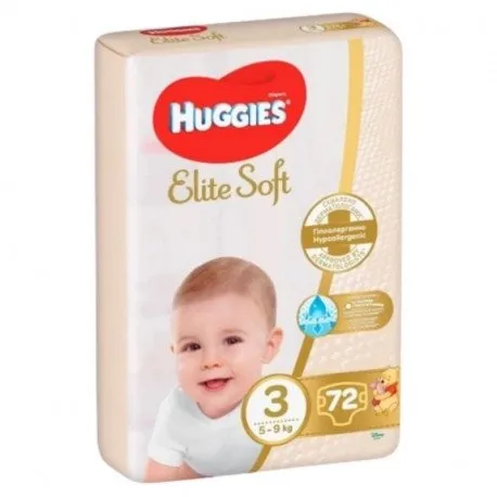 Huggies Scutece Elite Soft Mega Nr.3, 5-9 kg, 72 bucati