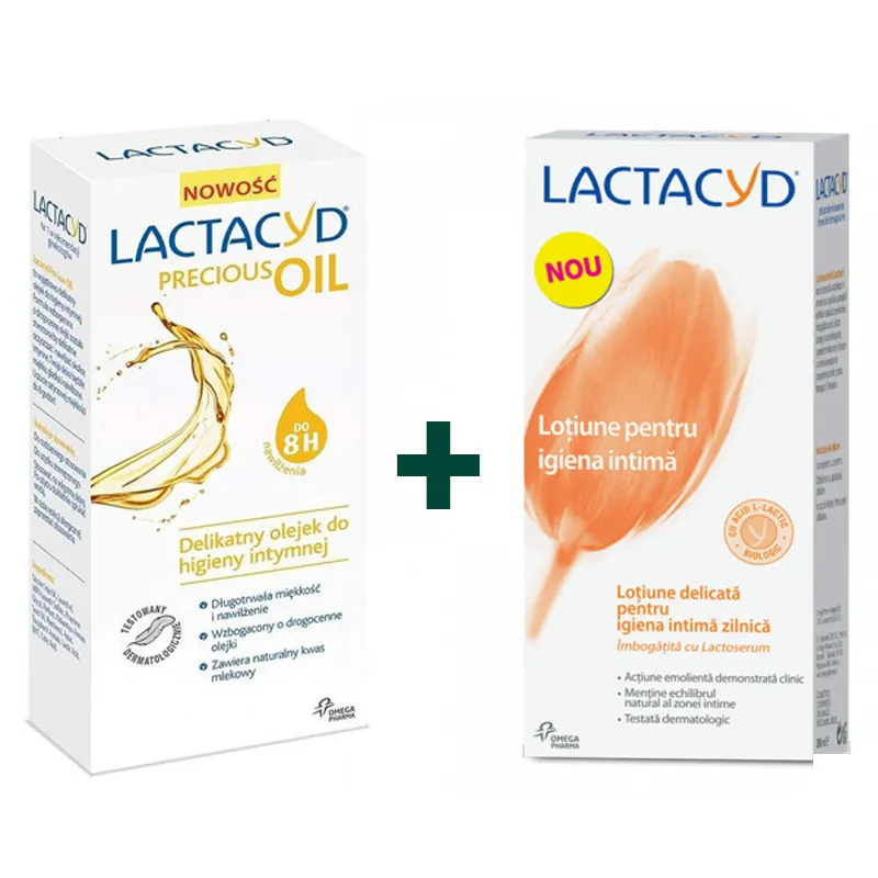 LACTACYD LOTIUNE PENTRU IGIENA INTIMA ZILNICA 250ML + LACTACYD PRECIOUS OIL 200ML