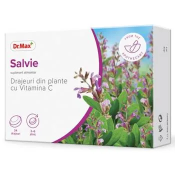 Dr. Max Drajeuri din plante cu salvie si vitamina C, 24 drajeuri