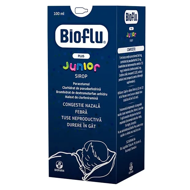 Bioflu Plus Junior sirop, 100 ml, Biofarm