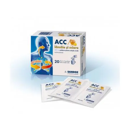 ACC lamaie si miere 200 mg x 20 plicuri x 3 g pulb. pt. sol. orala