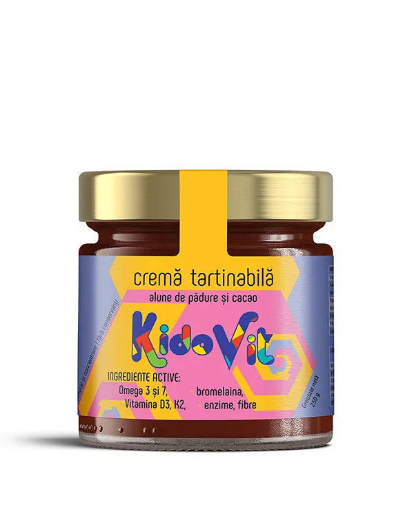 KIDOVIT CREMA TARTINABILA CU ALUNE DE PADURE SI CACAO 250G