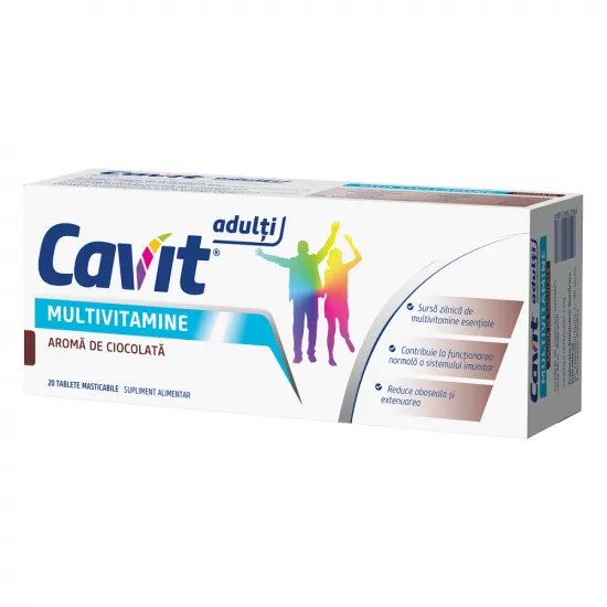 Cavit Adulti Multivitamine aroma de ciocolata, 20 comprimate masticabile, Biofarm