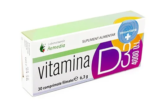 Vitamina D3 4000UI x 30 comprimate - Remedia