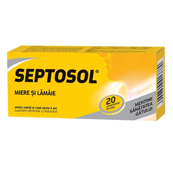 Septosol cu miere si lamaie , 20 comprimate Herbaflu, Biofarm