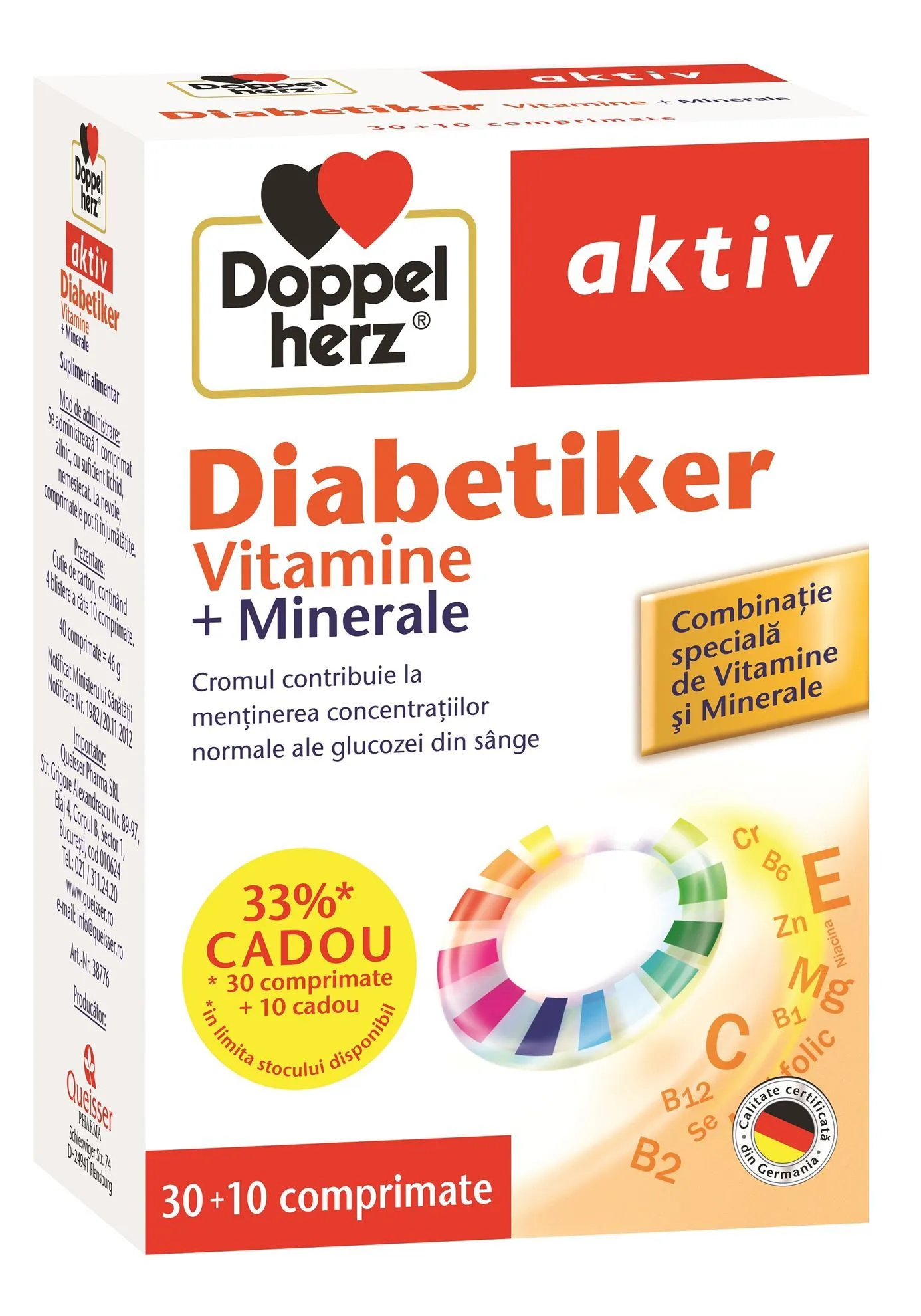 DOPPELHERZ AKTIV DIABETIKER VITAMIN+MINERALE 30 TBL+10 TBL GRATIS