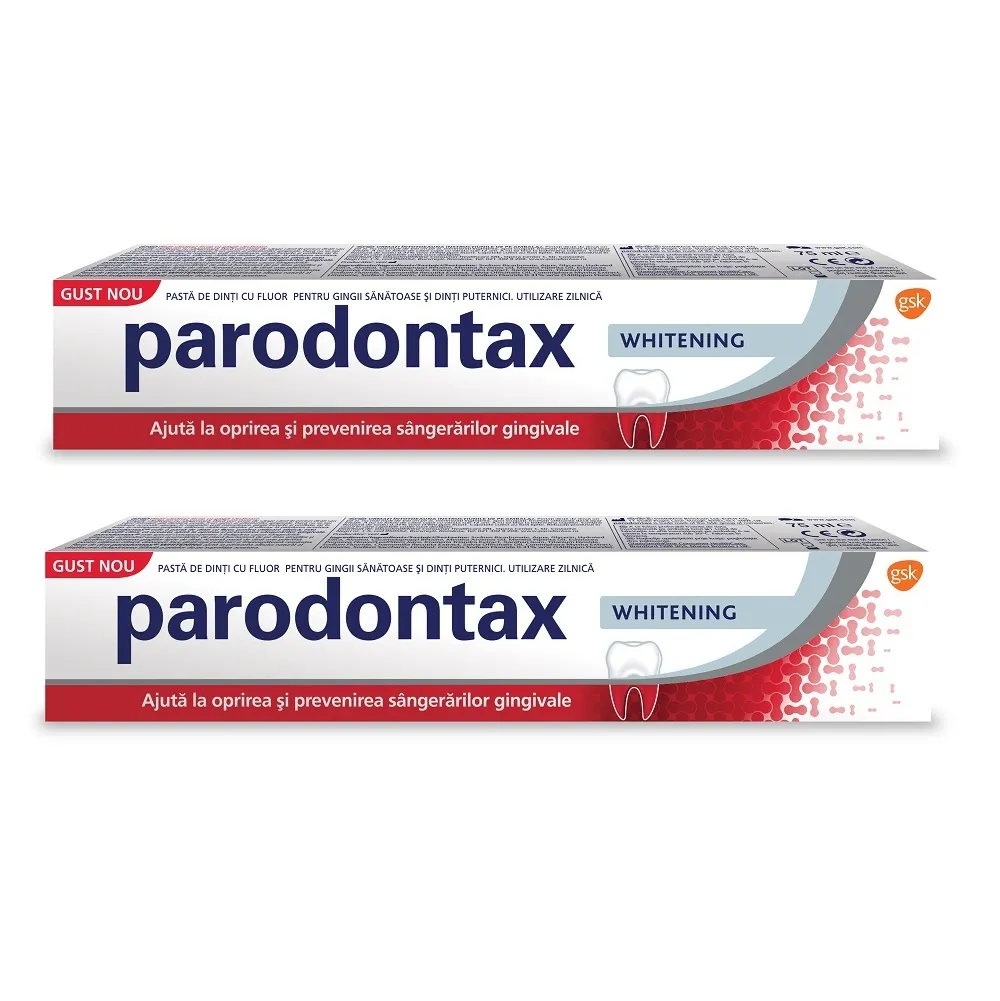 Pachet Pasta de dinti Whitening Parodontax, 75 ml + 75 ml, Gsk