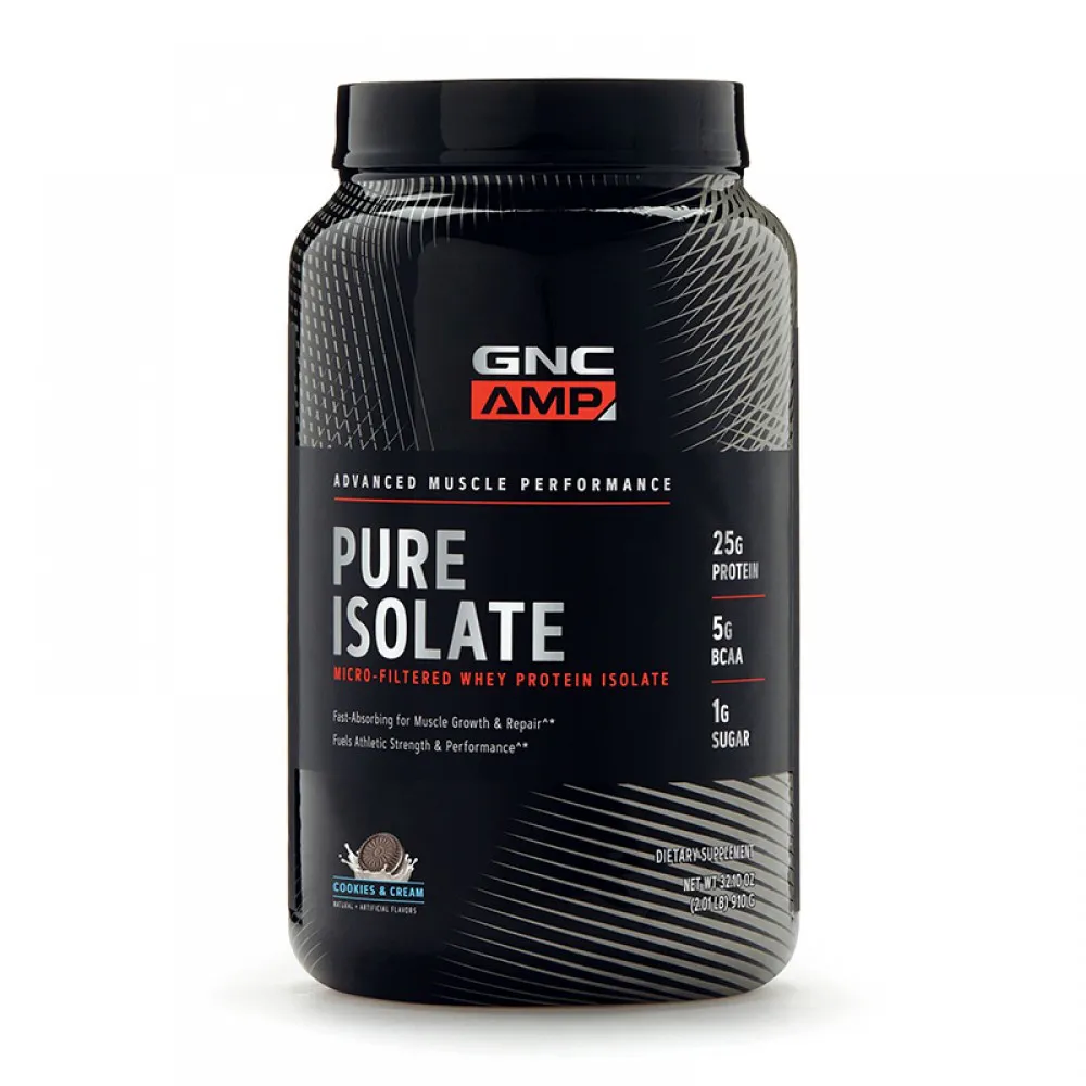 AMP Pure Isolate Proteina izolata din zer cu aroma de biscuiti si frisca (910 grame), GNC