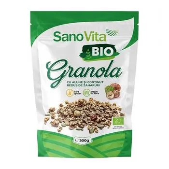 Granola cu alune Bio si continut redus de zaharuri, 300g, SanoVita