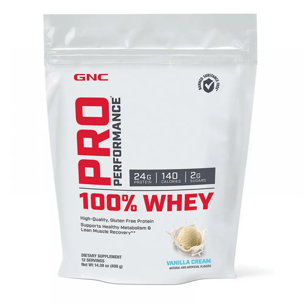 100% Whey Proteina din zer cu aroma de vanilie (408 grame), GNC Pro Performance